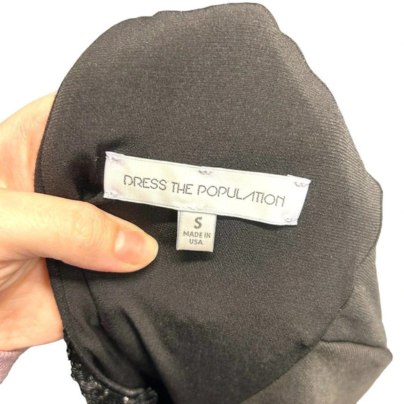 Dress the Population Lola Black Sequin Velvet Mini Bodycon Dress‎ Size Small - Picture 8 of 10